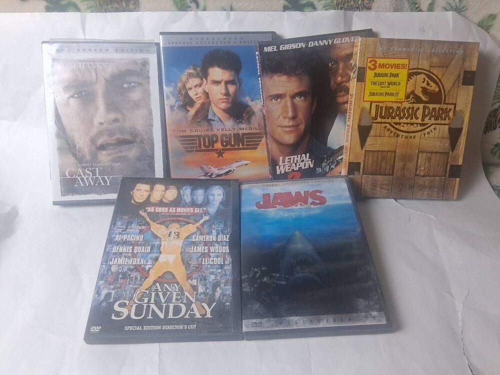 DVD Lot of Classic Movies PreOwned-8 Movies (See Titles below) Top Gun Jaws